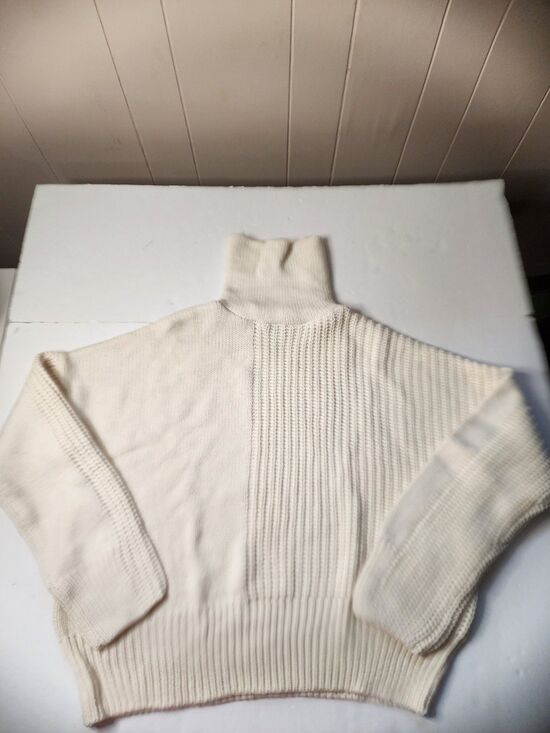 Topshop Sweaters - Topshop Cream Knitted Roll Neck Sweater Womens 4-6 Cream Mixed Stitch